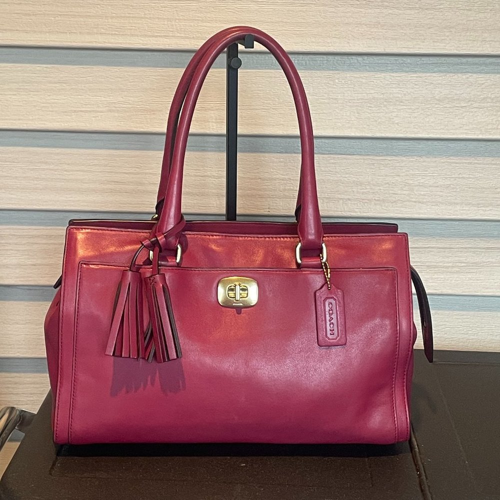 COACH LEGACY CHELSEA CARRYALL Women's Turn Lock Red Shoulder Bag Vintage 2000's